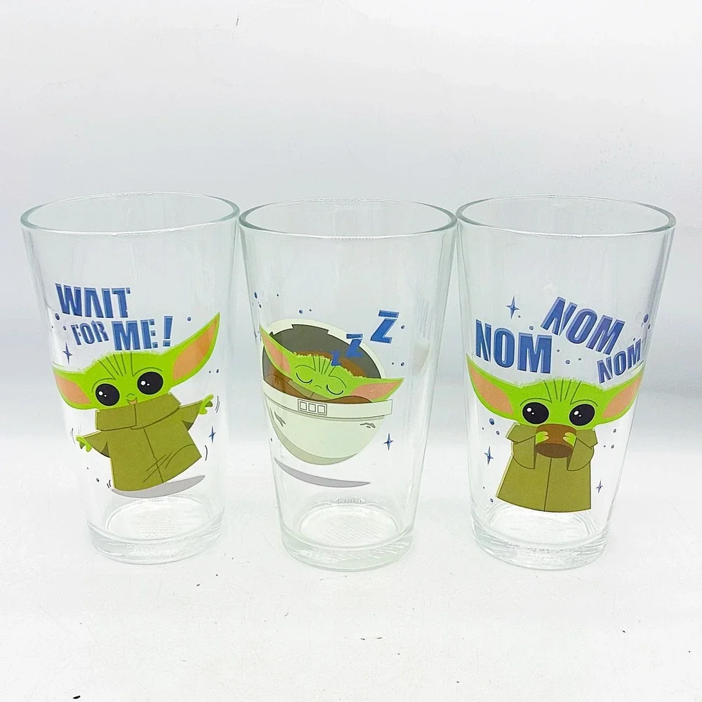 Set of 3 Star Wars Mandalorian Grogu Baby Yoda Glass Tumbler Set 16oz